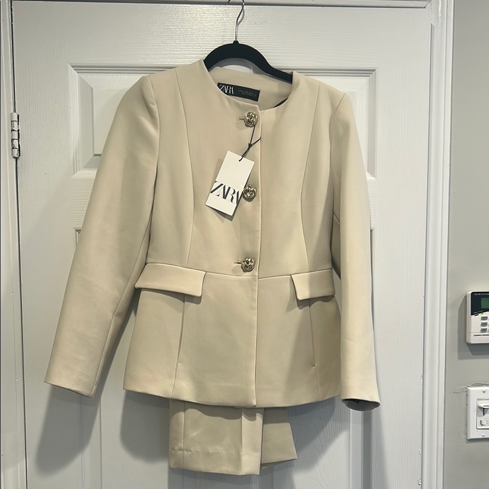 Zara Cream Women's Blazer Set 2pc - Picture 3 of 4
